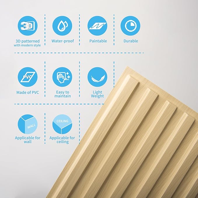 Art3d 6-Pack Slat Design 3D Wall Panels