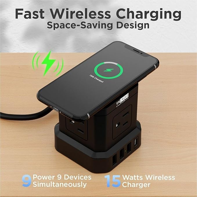 Uncaged Ergonomics Wireless Charger Cube Power Strip