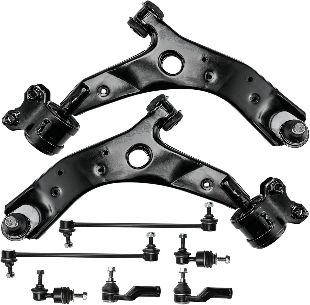 PHILTOP 8Pcs Front Lower Control Arm w/Ball Joint Sway Bar End Link Tie Rod End Fit for Mazda 3/3 Sport 2004-2009 Mazda 5 2006-2017, K620041 K620040 Suspension Kit