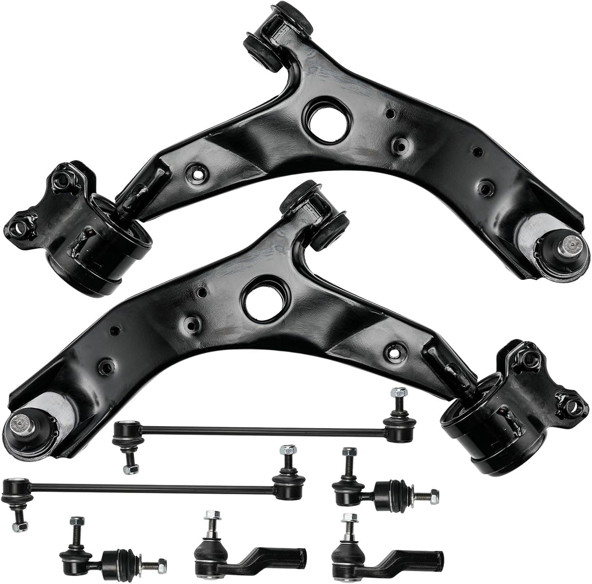 PHILTOP 8Pcs Front Lower Control Arm w/Ball Joint Sway Bar End Link Tie Rod End Fit for Mazda 3/3 Sport 2004-2009 Mazda 5 2006-2017, K620041 K620040 Suspension Kit
