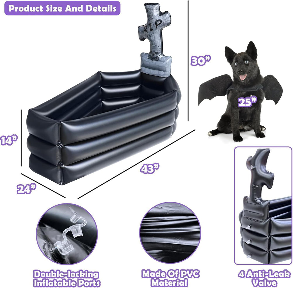 TURNMEON Halloween Inflatable Coffin Cooler, 100+ Cans Tombstone Party Bar