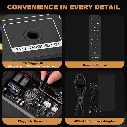 Ampapa 2 Channel Bluetooth Amp: HiFi 300W x2 Stereo Amplifier