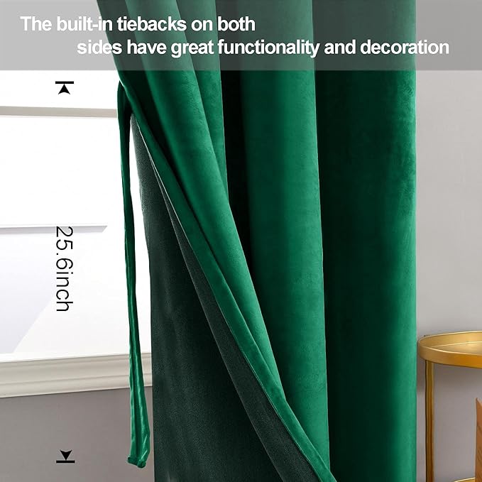 JIUZHEN Green Velvet Curtains 96 inches