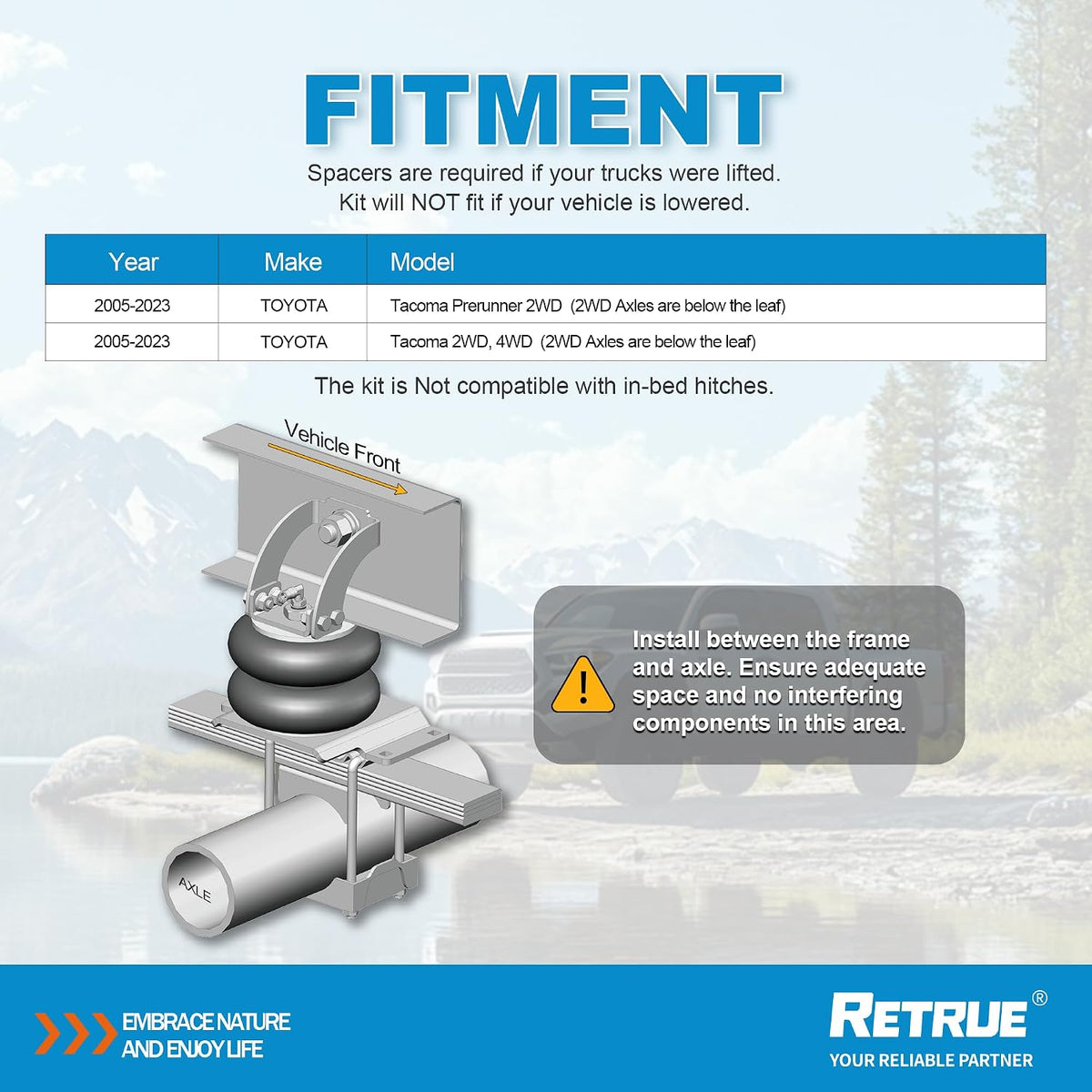 retrue rear air bags suspension kit compatible with shown in use