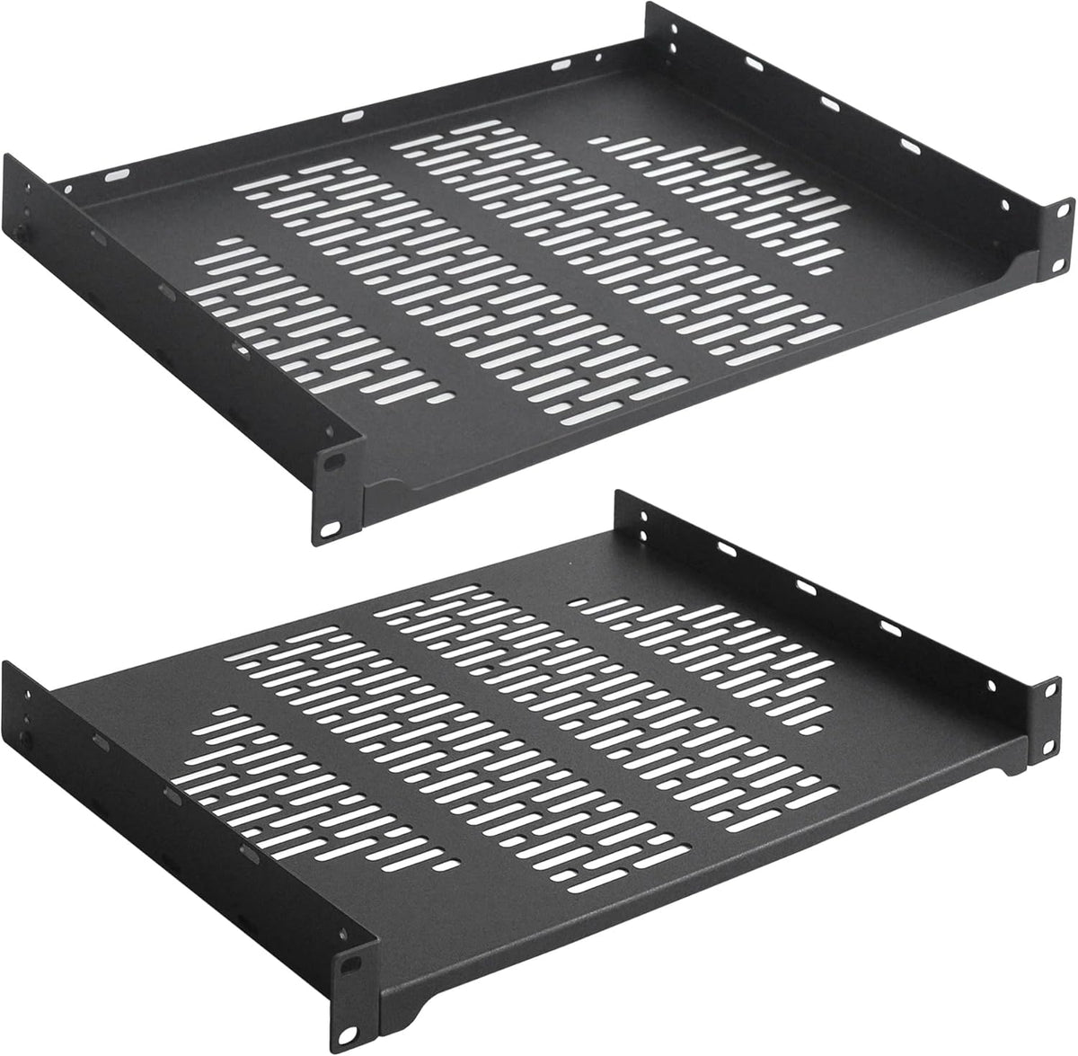 RIVECO 2 PCS 12” Rack Shelves for 19 inches Network Rack & Cabinets, 1U Rack Mount Shelf Vented Cantilever Tray, for Server, IT & Sound Equipment