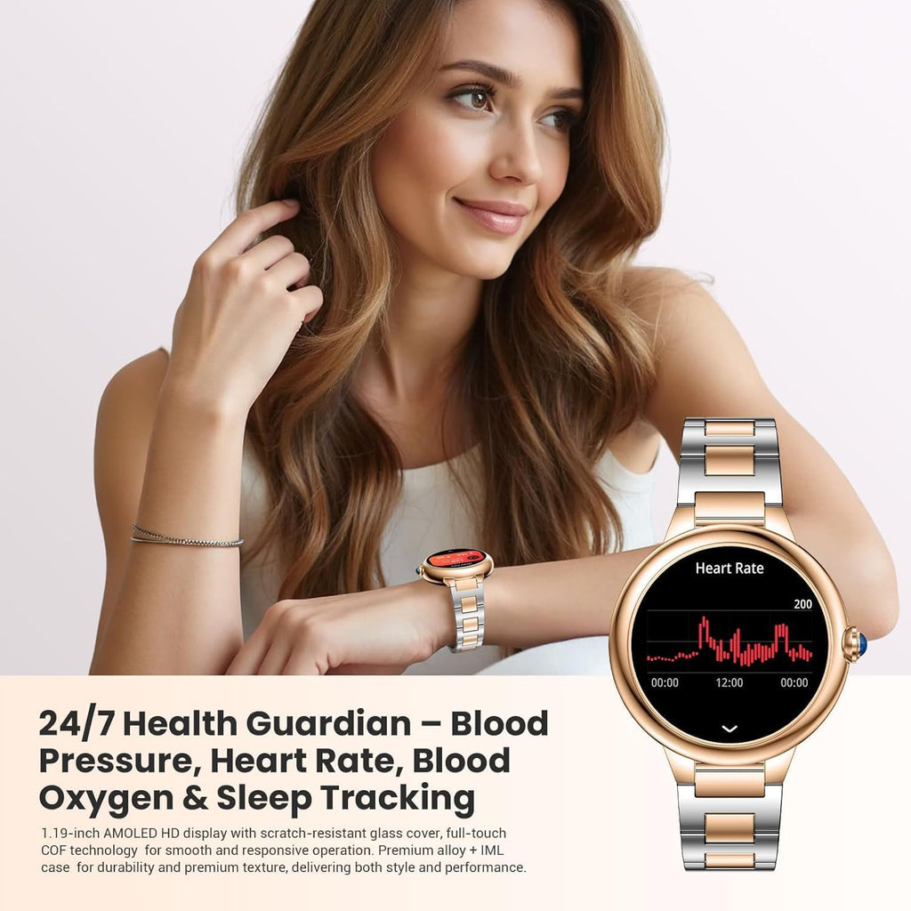 Luxury Smart Watches for Women, 1.19" AMOLED, DA GPT, Answer/Make Call