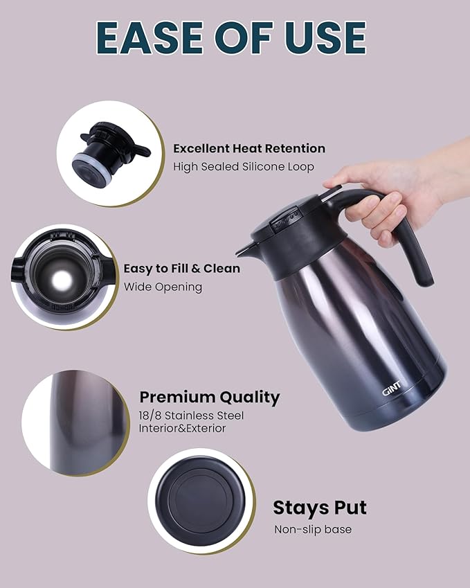 GiNT 51Oz Stainless Steel Thermal Coffee Carafe