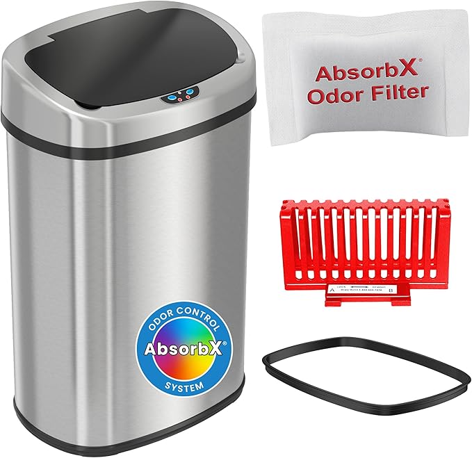 iTouchless 50 Liter / 13 Gallon Stainless Steel Kitchen Trash Can
