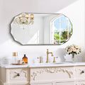 GLASHOM Beveled Edge Frameless Bathroom Mirror, Oval Wall Mirror