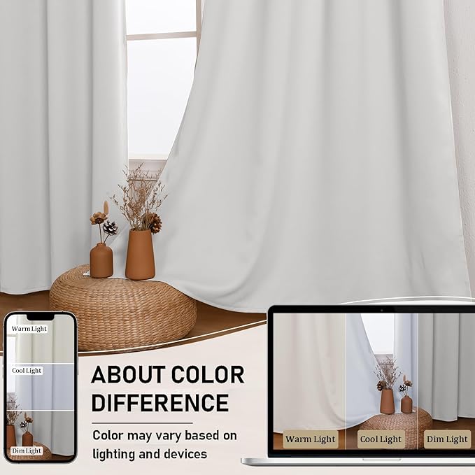JIUZHEN Greyish White Blackout Curtains