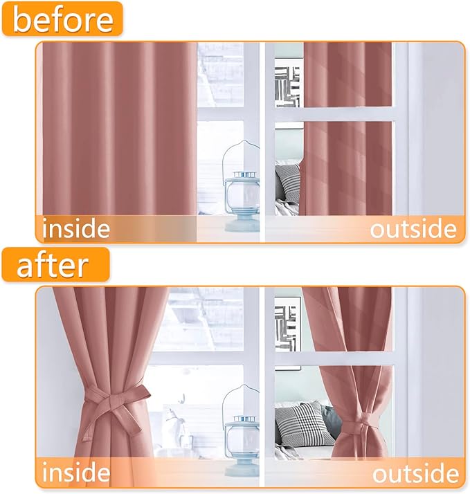 Hiasan Room Darkening Curtains for Bedroom, 70 x 84 Inches