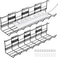 2 Pack DELAMU Under Desk Cable Management Tray, Metal Cord Cable Organizer