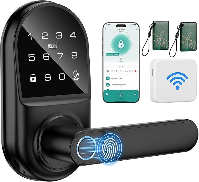 Smart keypad Door Lock with Handle，Fingerprint Keyless Entry Digital Lock with