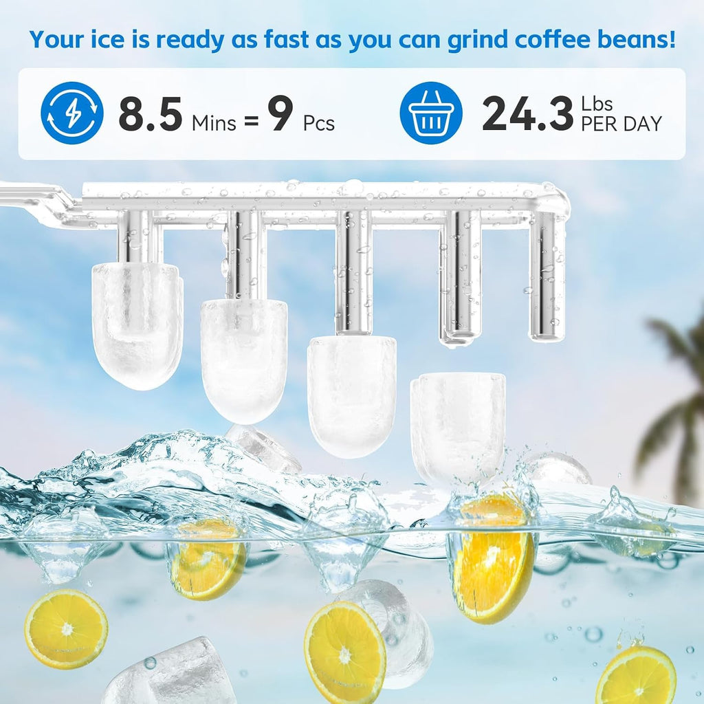 alpicool countertop bullet ice maker, ice machine 9, close-up detail