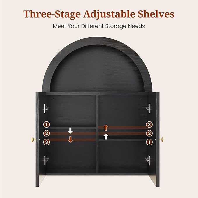 Arched Bathroom Wall Cabinet, 23.6 x 30.3'' Over The Toilet Cabinet