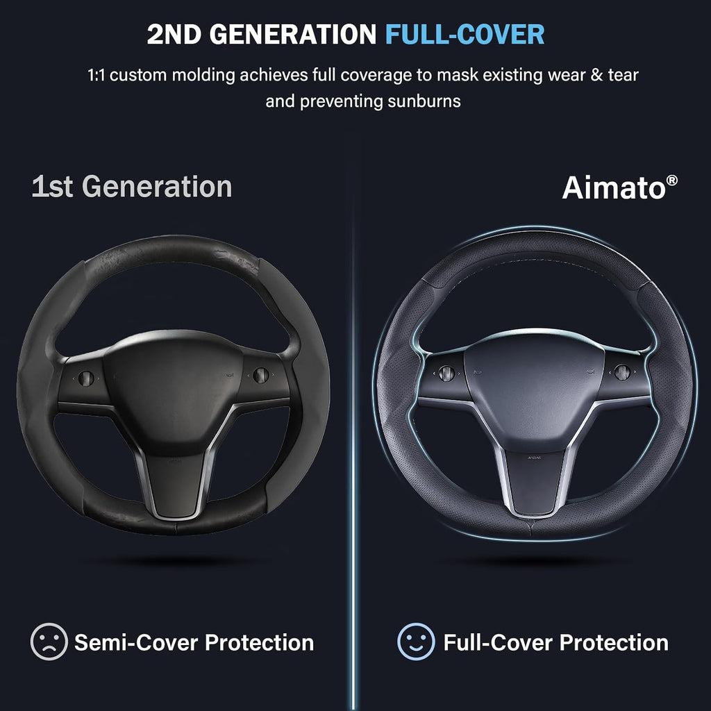 Aimato Customized Car Steering Wheel Cover for Tesla Model 3/Y