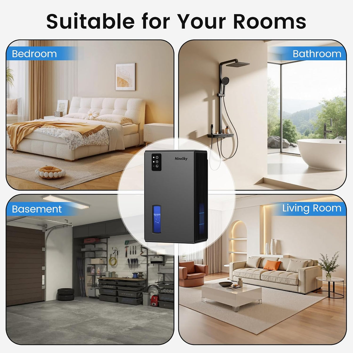 Dehumidifiers for Home, 1000 Sq Ft Dehumidifier with 95oz Tank Auto Shutoff