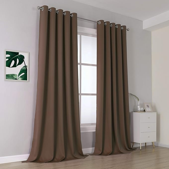 DUALIFE 120 Inches Long Coffee Colour Curtains