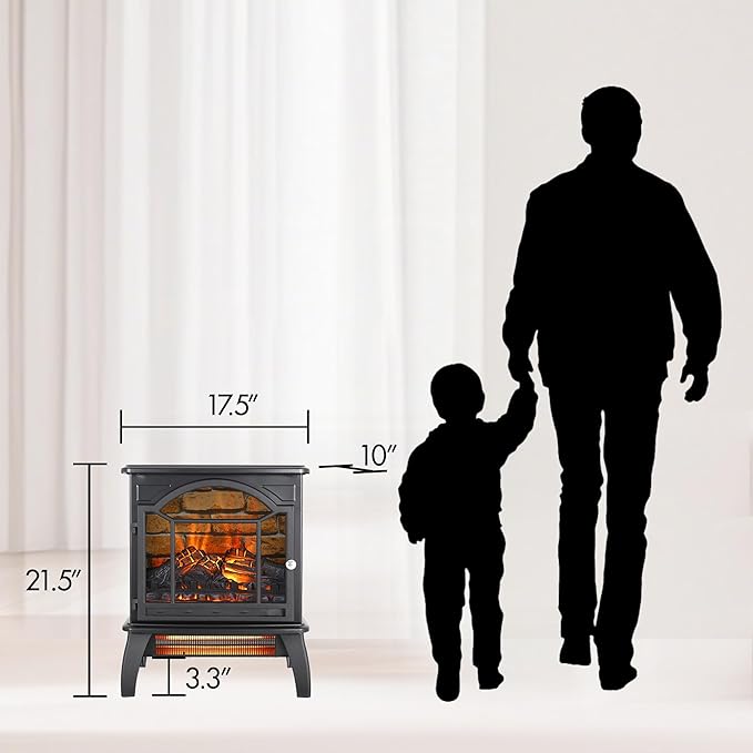 18" Electric Fireplace Heater, Freestanding Fireplace