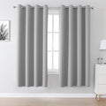 DUALIFE Grey Room Darkening Blackout Curtains Solid Thermal Insulated Grommet (Set of 2)