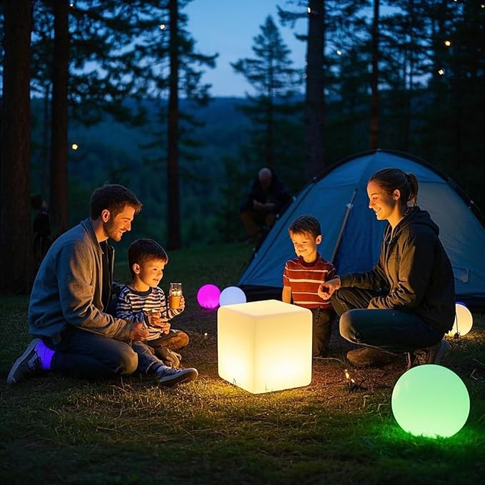 Mr.Go 15-Inch LED Cube Chair, 16 Dimmable RGB Colors Cube Seat w/Remote