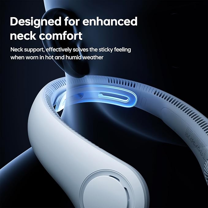 JISULIFE Portable Neck Fan Upgraded, Neckbrace Personal Hands Free, 5 Speed
