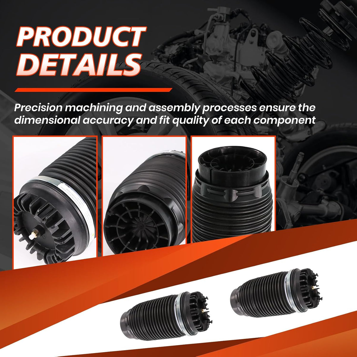 rear air spring suspension bag, compatible with ram on a desk or shelf