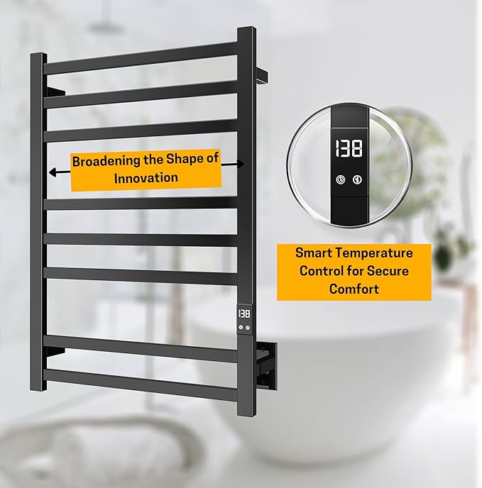 8-Bar Electric Heated Towel Warmer, Fast Heating