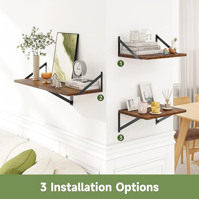 Heimlove 12 Inch Deep Floating Shelves (Set of 4)
