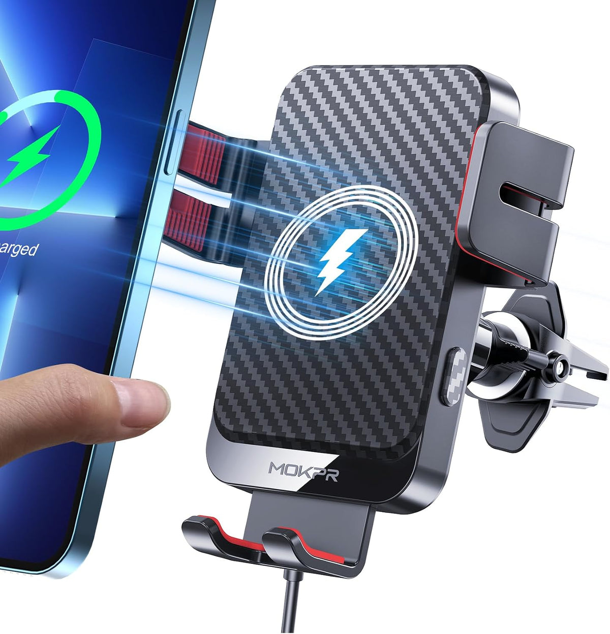 Wireless Car Charger 15W Fast Charging Auto-Clamping Air Vent Phone Mount