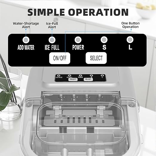 Antarctic Star Countertop Ice Maker Machine, 8 Cubes in 6 Mins, 26.5 lbs/Day