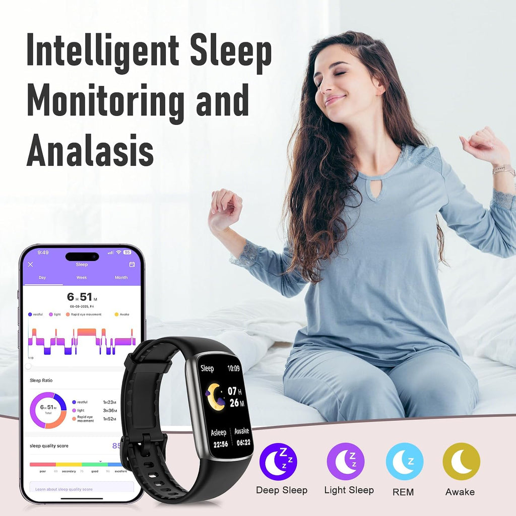 zeacool fitness tracker with 24/7 heart rate, blood, side view