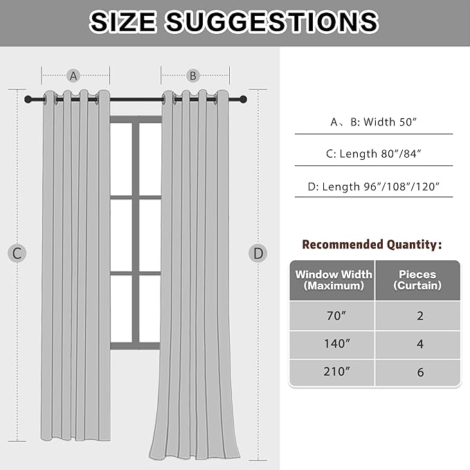 Soundproof 3-in-1 100% Blackout Room Divider Energy Saving Grommet Curtains