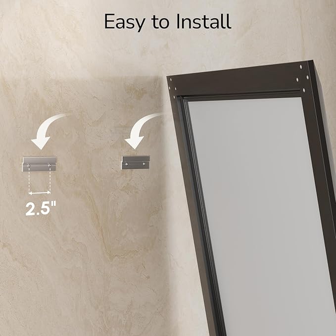 USHOWER 24x32 Bathroom Mirror, Beveled Aluminum Frame Wall Mirror, Rectangular