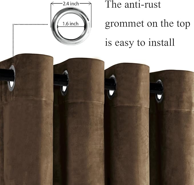 JIUZHEN Room Darkening Velvet Curtains 2 Panels Set, Luxury Window Treatment
