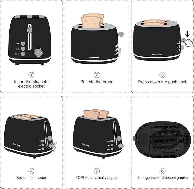 Roter Mond 2 Slice Toaster Retro Stainless Steel