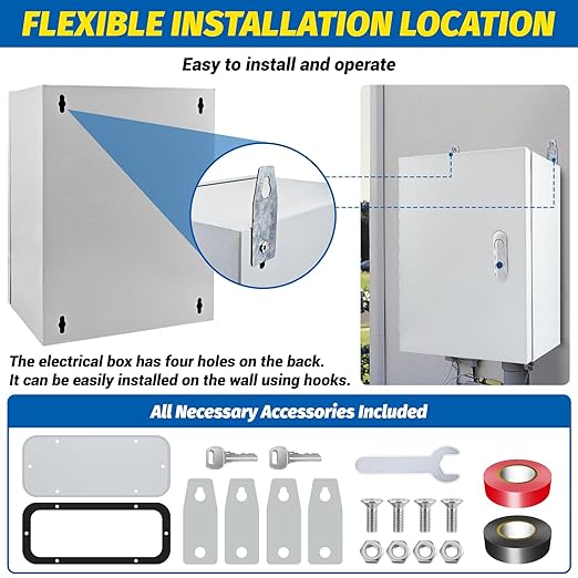 Electrical Box 16 x 12 x 8'' Steel Electrical Junction Box，NEMA 4X Steel
