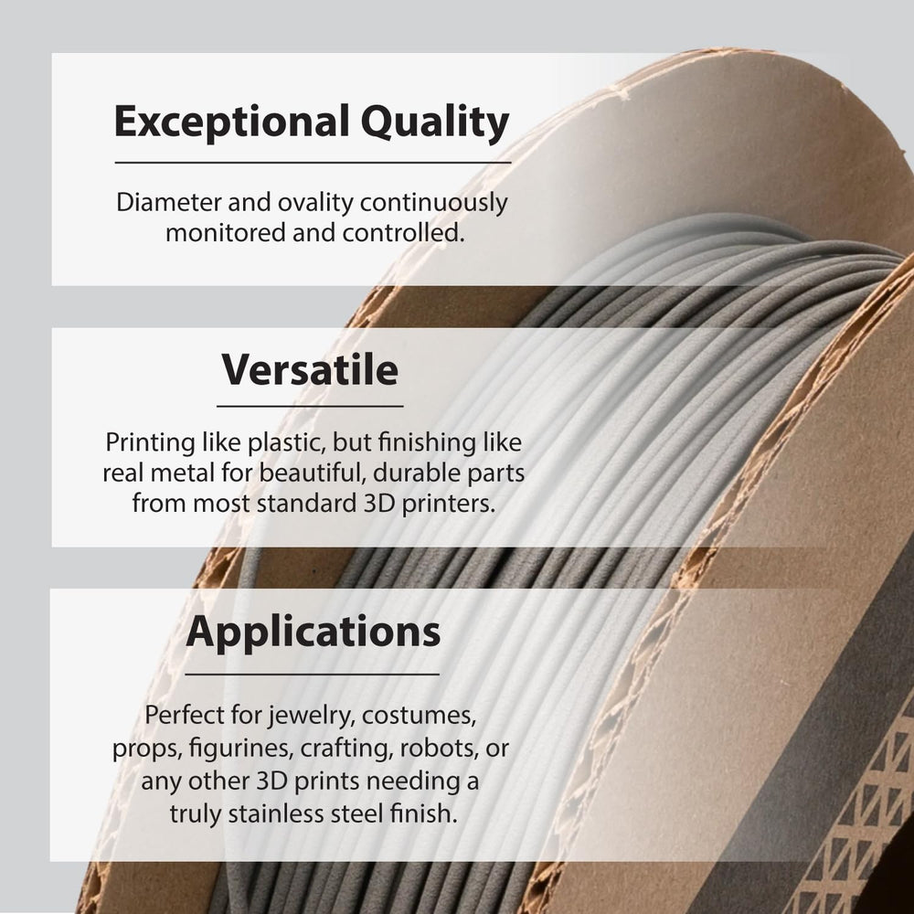 Protopasta Stainless Steel Filled PLA 3D Printer Filament | ProtoPlant Metal-...