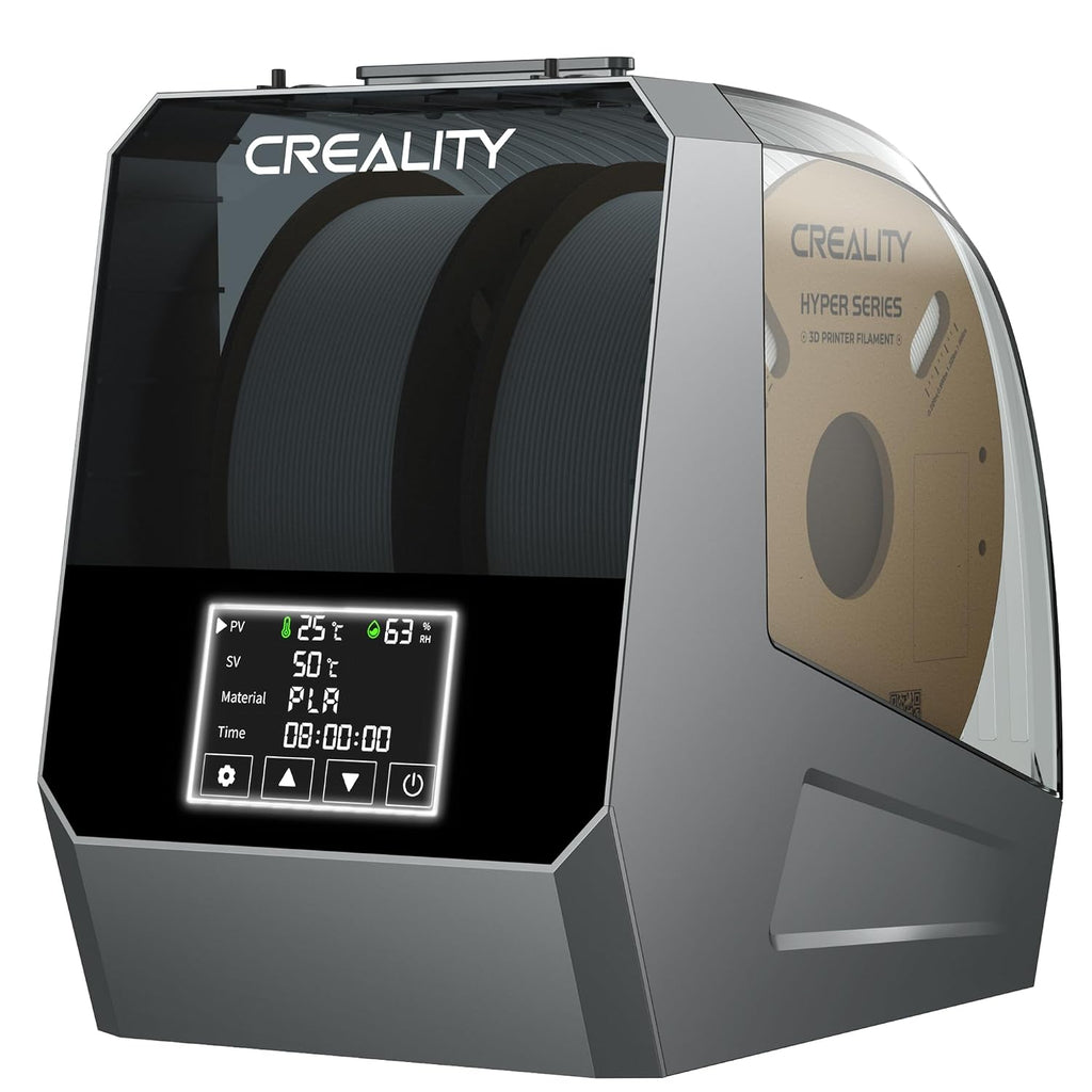 2026 New Creality Space PI Filament Dryer Plus, Dual-Spool 3D Printing Filament Dryer Box, Adjustable Temp 45℃-70℃, 360° Hot-Air & Real-Time Humidity Monitor, 12 Filament Presets