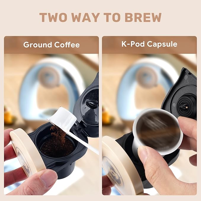 Single Serve Coffee Maker, Fast Brew in 2 minutes, Stylish＆Compact Design