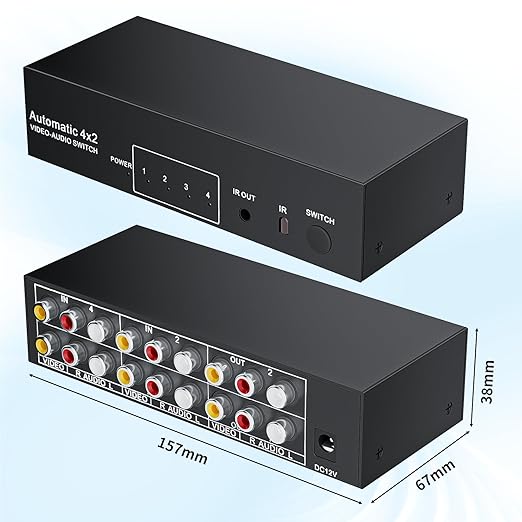 BolAAzuL RCA Switch Splitter 4 in 2 Out