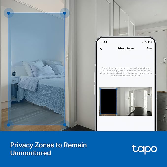 Tapo 3K 5MP Pan/Tilt Indoor/Outdoor Security Camera, Free Person/Vehicle/Baby