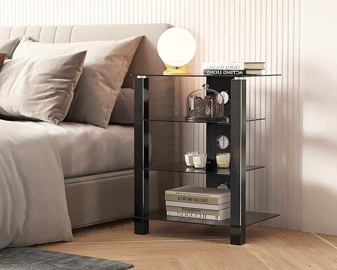 FITUEYES 4-Tier AV Media Cabinet Stand Component Cabinet, Gaming TV Stand and