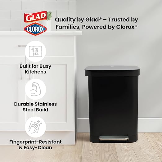 Glad Stainless Steel Step Trash Can, Series 2