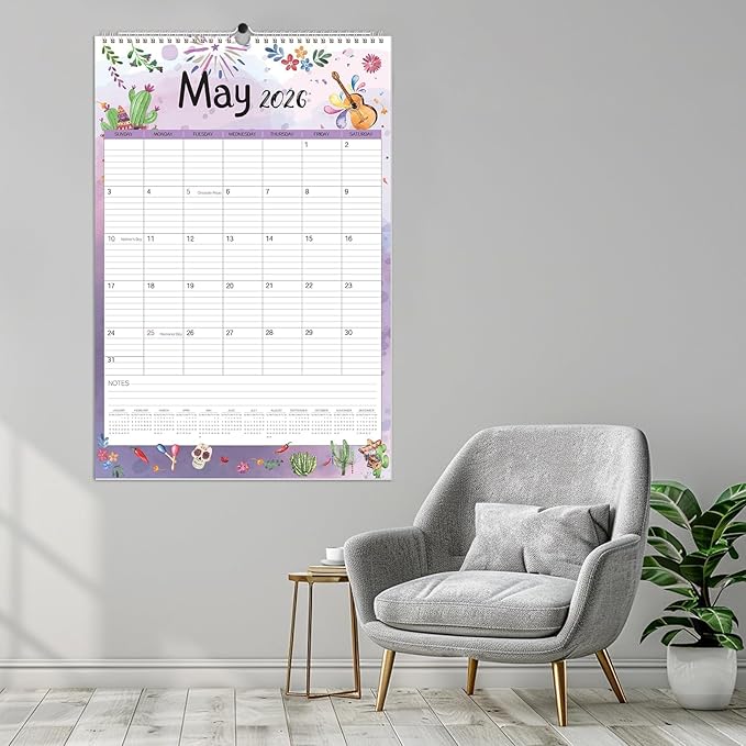 GuassLee Extra Large Wall Calendar 2026, 24-Month Aesthetic Large Calendar Jan.