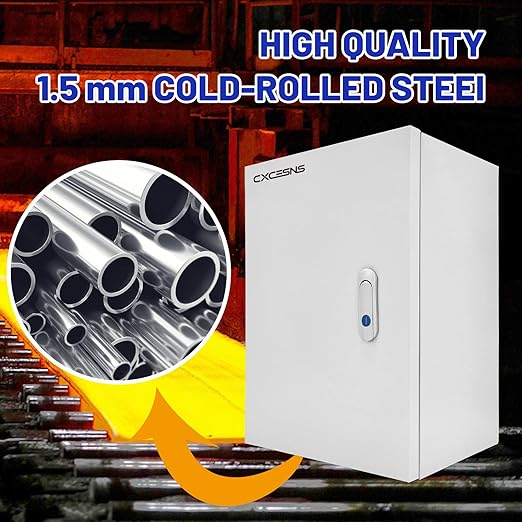 Outdoor Electrical Box 12 x 10 x 6''D NEMA 4X Enclosure Steel Box, Waterproof &