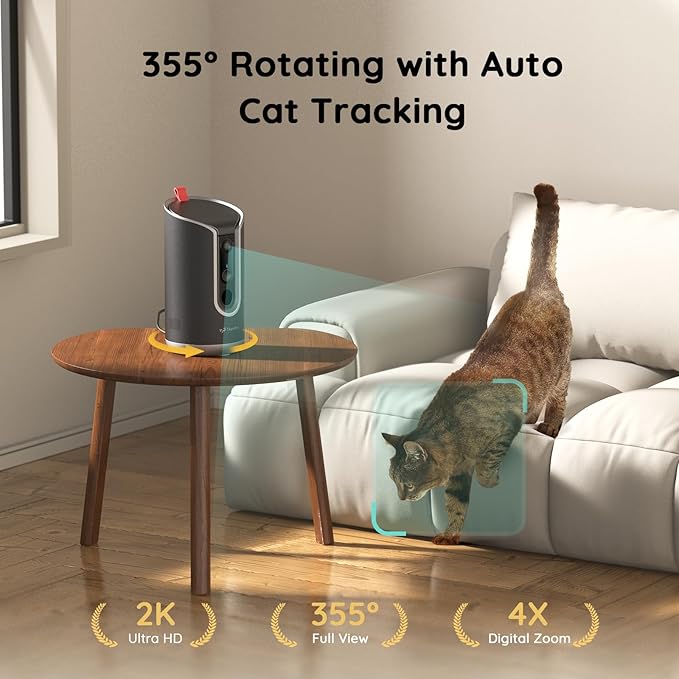 2K Pet Camera Treat Dispenser, AI Photo Album, Dog Camera