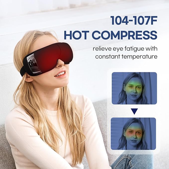 HubiCare Eye Massager with Heat, and Music Helps Relieve Strain, Dark Circles