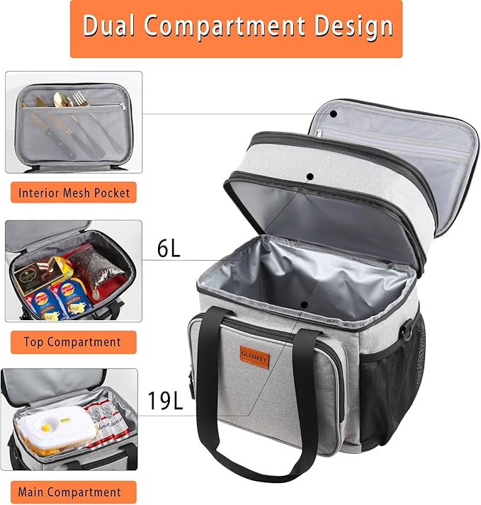 Double Decker XLarge Lunch Box, Insulated Heavy Duty Lunch Bag Waterproof