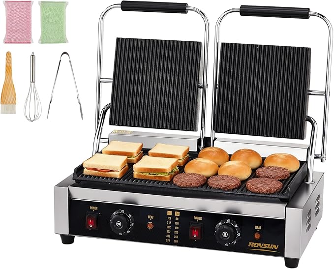 Bonnlo 813 Commercial Sandwich Make, 3600W Stainless Steel Countertop Panini
